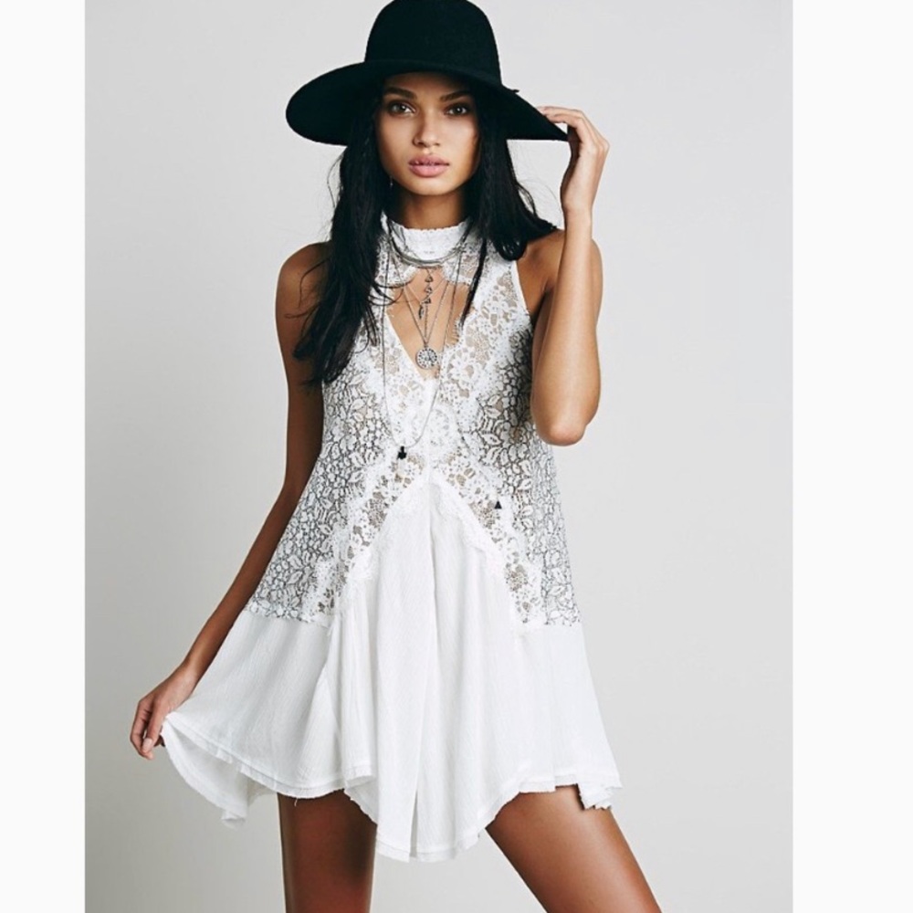 Free People Tell Tale Heart White Lace Tunic NWOT